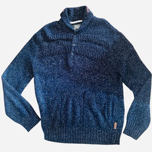 ROOTS OVERSIZED SHAWL COLLAR KNIT SWEATER WITH 1/4 BUTTON FRONT MENS SZ XL